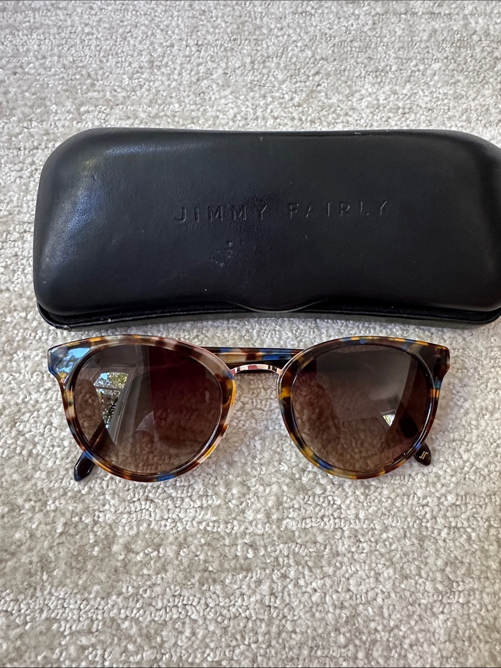 Jimmy Fairly Women’s Brown and Blue Tortoiseshell Sunglasses - Brown Lenses